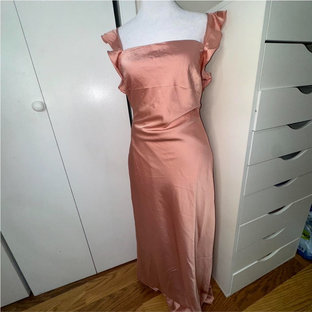 Astr Strapless Blush Satin Dress